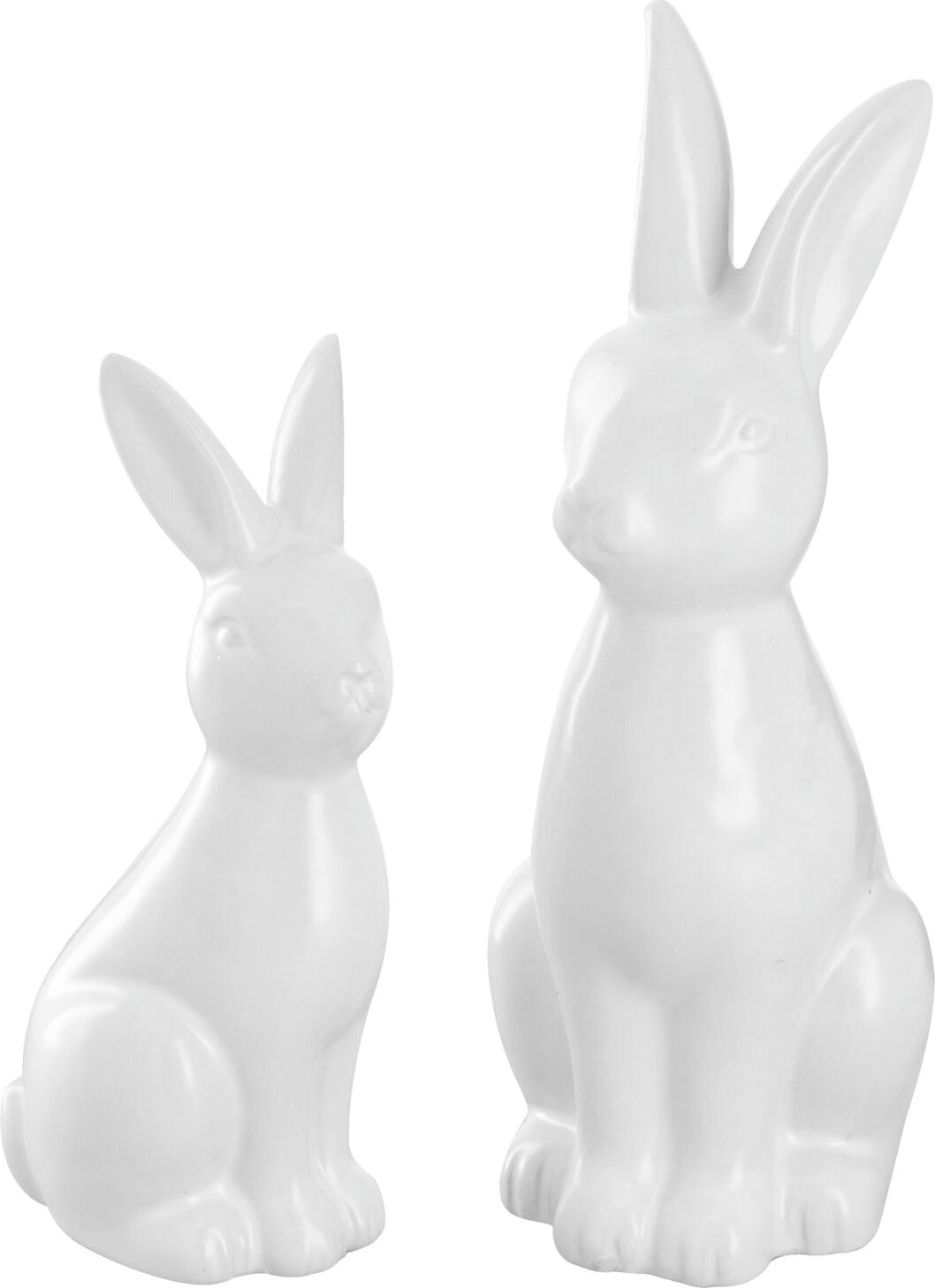 LUSINI Decorative Easter Bunny Conny, Ceramic Figurine, White, 5.5 x 4.5 x 12 cm