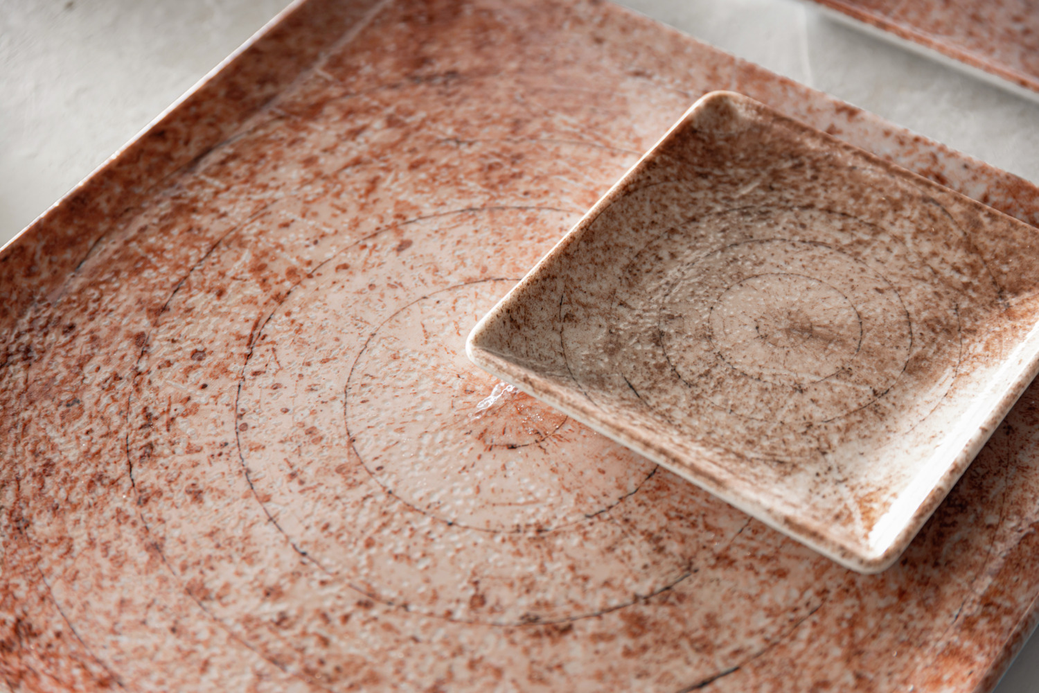 VEGA Gironia Square Porcelain Serving Platter, Digital Print Design, Rose Color, 11 x 11 x 1.5 cm, Dishwasher and Microwave Safe