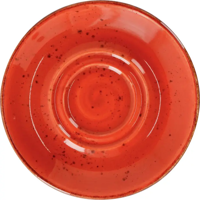 Farfurie Combi Vega Lusini Nebro, Roșu, Porțelan Premium Calitate Superioară, Design Rustic cu Pete, 15x2 cm, Compatibilă cu Mașina de Spălat Vase și Cuptorul cu Microunde