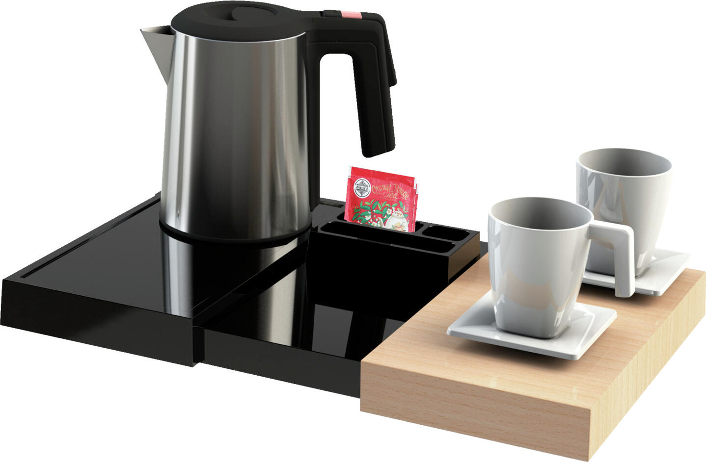 JVD Orchestro Main Tray, Black Melamine, Break Resistant, Dishwasher Safe, 32.1 x 30 x 3.7 cm, for Hotel Espresso Machines and Kettles