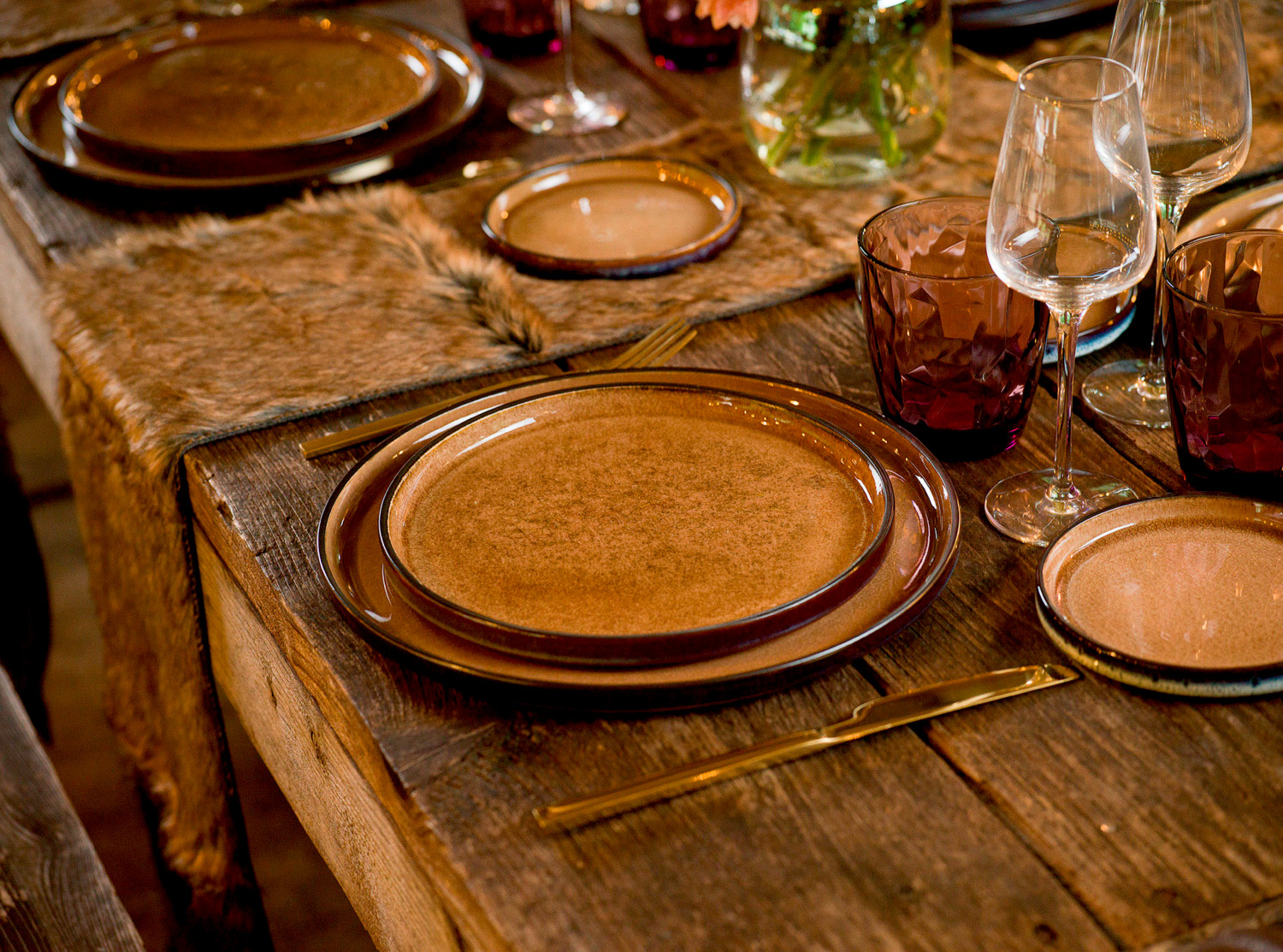 Cosy & Trendy Quintana Flat Plate, 27.5 cm Round Porcelain Dinner Plate, Handmade Glazed Green and Amber Gradient, Dishwasher and Microwave Safe