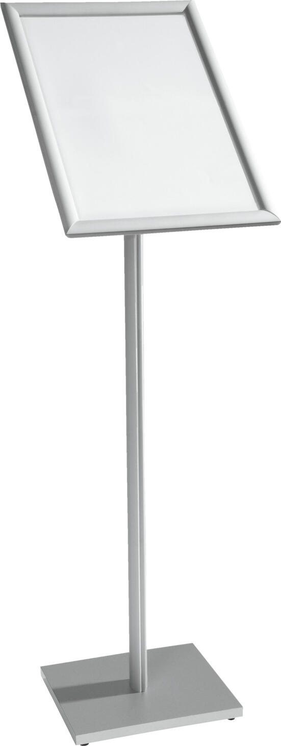 VEGA LUSINI Solutions GmbH Menu stand Utah Menüpult Utah Menu stand Utah; 33x40x107 cm (WxDxH); silver Menüpult Utah; 33x40x107 cm (BxTxH); silber Menu stand made of aluminum for displaying information. Snap frame can be positioned horizontally or vertically - size 2x DIN A4. Only suitable for indoor use. Delivery is disassembled, including mounting hardware. Menüpult aus Aluminium zum Ausstellen von Informationen. Klapprahmen kann waagerecht oder senkrecht positioniert werden - Größe 2x DIN A4. Nur für den Innenbereich geeignet. Lieferung erfolgt zerlegt, inklusive Befestigungsmaterial.