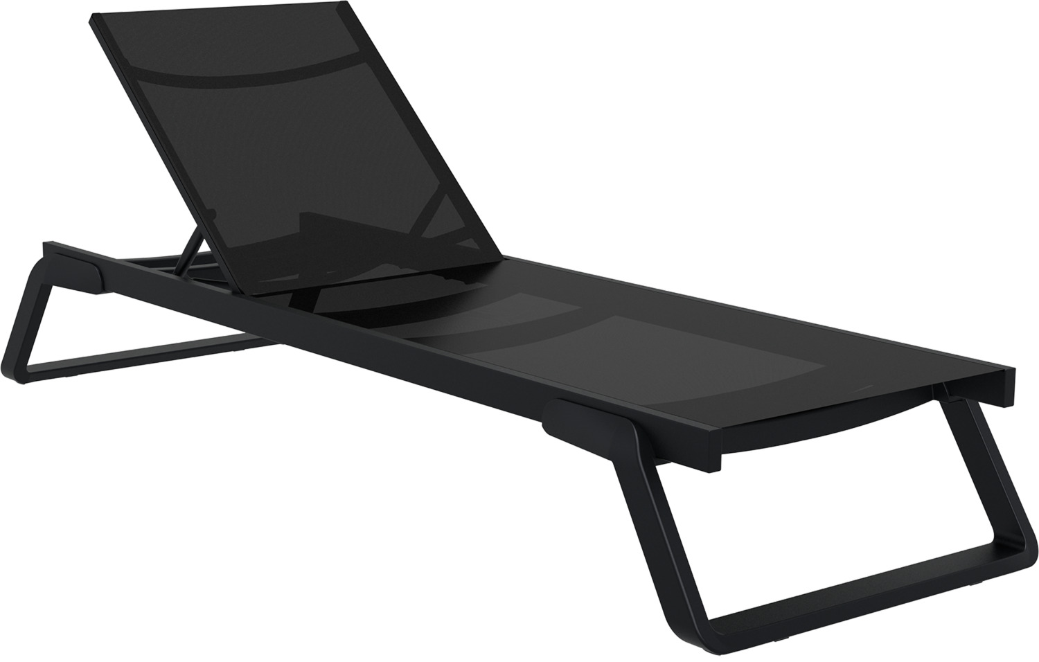 Siesta ISILPLAST PLASTIK SAN.VE TIC.A.S. Sun lounger Tropic Sonnenliege Tropic Sun lounger Tropic; 210x72x31 cm (LxWxH); black Sonnenliege Tropic; 210x72x31 cm (LxBxH); schwarz Sun lounger made of durable, weather-resistant polypropylene. Surface made of breathable synthetic fabric. With castors. Up to four sun loungers can be stacked together. Backrest adjustable in five positions. Suitable for outdoor use. Sonnenliege aus langlebigen, witterungsbeständigen Polypropylen. Liegefläche aus atmungsaktivem Synthetikgewebe. Mit Rollen. Stapelbar bis zu vier Sonnenliegen. Rückenlehne verstellbar in fünf Positionen. Für den Außenbereich geeignet.