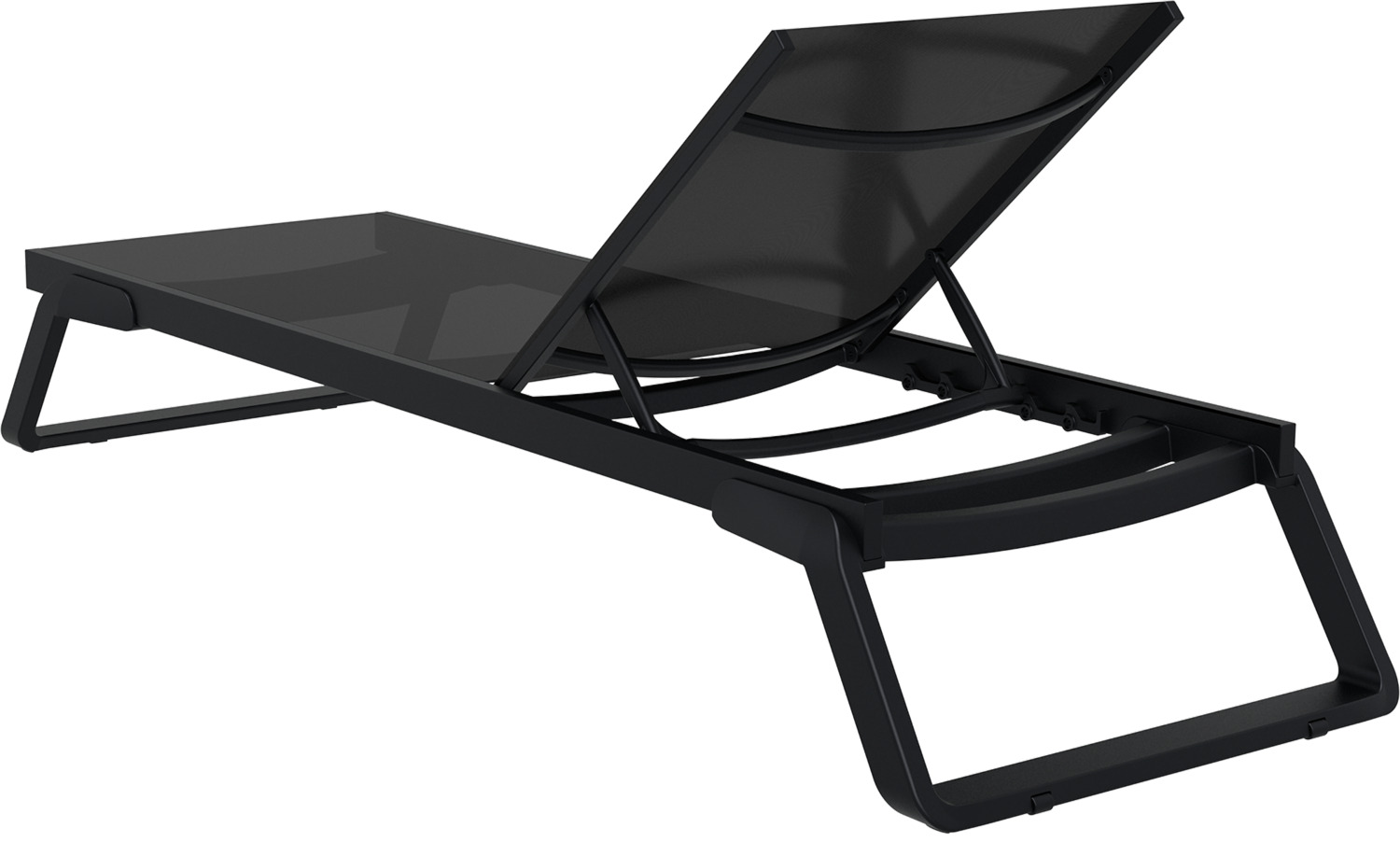 Siesta Tropic Sun Lounger, Black, Adjustable 5-Position Backrest, Weather-Resistant Polypropylene and Breathable Fabric, 210x72x31 cm, Stackable with Castors