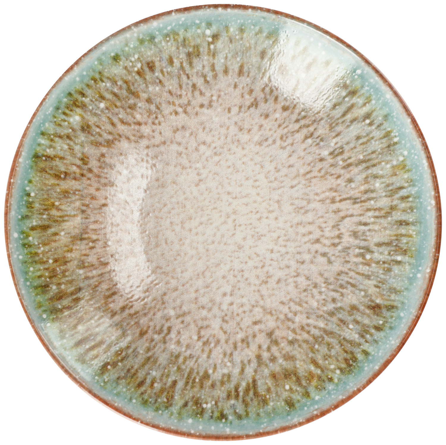 VEGA Mercury Deep Plate, 30 cm Porcelain Round Dish, Digital Print Green/Brown, 1700 ml, Rimless, Dishwasher and Microwave Safe