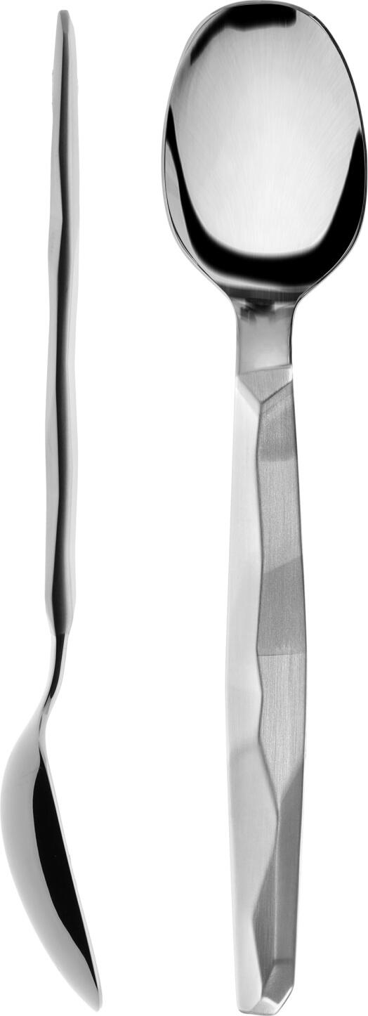 Lingura de masa VEGA Diamante, otel inoxidabil 18/10 crom-nichel, 20.4 cm, argintiu, maner mat, design cu relief angular, safe la masina de spalat vase