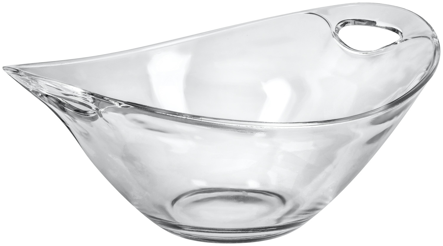 Borgonovo VETRERIA DI BORGONOVO S.P.A. Glass bowl Pratica Glasschale Pratica Glass bowl Pratica; 1650 ml, 29.2x22.1x11.6 cm (LxWxH); transparent; 4 piece / pack Glasschale Pratica; 1650 ml, 29.2x22.1x11.6 cm (LxBxH); transparent; 4 Stück / Pack Glass bowls with handle for easy serving. Diameter 29.2 x 22.1 cm with two handles. Dishwasher safe and stackable. Glasschalen mit Henkel zum einfachen servieren. Durchmesser 29,2 x 22,1 cm. Spülmaschinenfest und stapelbar.