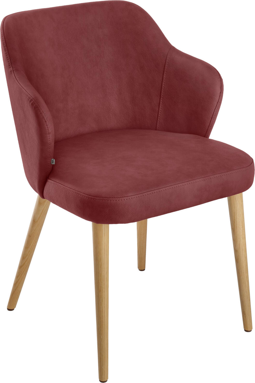 VEGA LUSINI Solutions GmbH Upholstered chair Katya imitation leather Polsterstuhl Katya Kunstleder Upholstered chair Katya imitation leather; 55x58x81 cm (WxDxH); seat bordeaux, base brown Polsterstuhl Katya Kunstleder; 55x58x81 cm (BxTxH); Sitz bordeaux, Gestell braun High-quality and stylish upholstered chair made of imitation leather with a solid oak frame. The generous upholstery ensures comfortable seating. Fire-retardant cover. Suitable for indoor use only. Supplied assembled, incl. plastic glides. Hochwertiger und schicker Polsterstuhl aus Kunstleder mit massiven Eichengestell. Die großzügige Polsterung sorgt für einen bequemen Sitzkomfort. Feuerhemmender Bezug. Nur für den Innenbereich geeignet. Lieferung erfolgt montiert, inkl. Kunststoffgleiter.