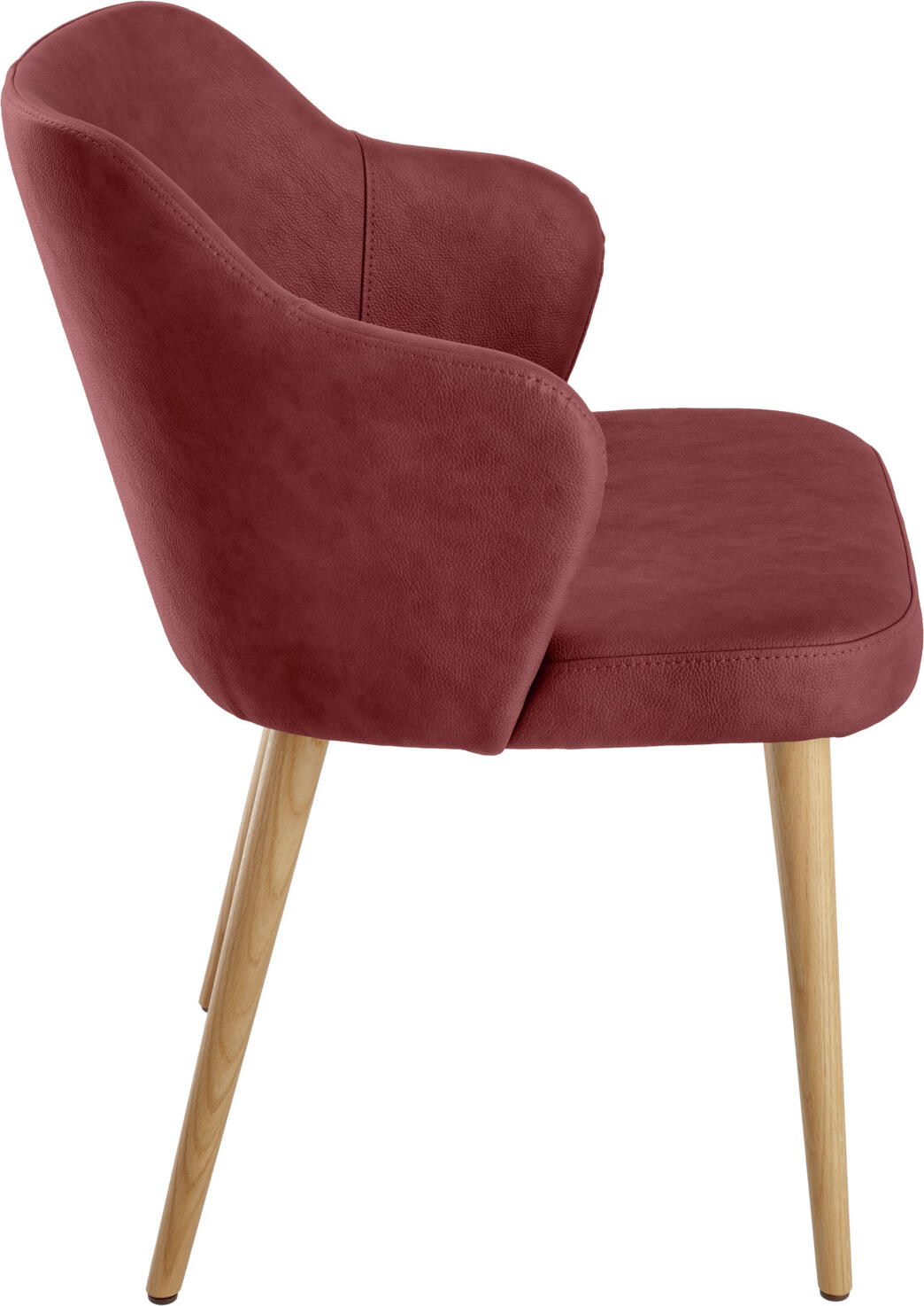VEGA Katya Upholstered Chair, Solid Oak Frame, Fire-Retardant Imitation Leather, 55x58x81 cm, Bordeaux and Brown, with Armrests