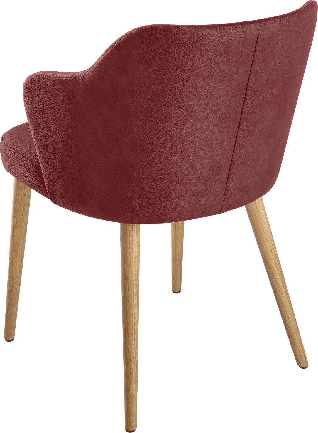 VEGA Katya Upholstered Chair, Solid Oak Frame, Fire-Retardant Imitation Leather, 55x58x81 cm, Bordeaux and Brown, with Armrests