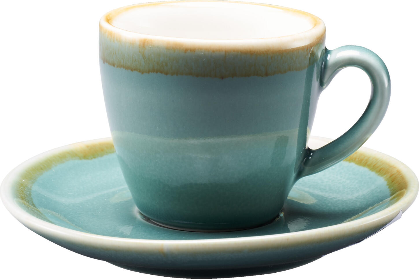 Ceasca de espresso PULSIVA Glaze 2.0, 80ml din porțelan glazurat cu mâner, design rotund robust cu margine decorativă, Albastru, rezistentă la mașina de spălat vase