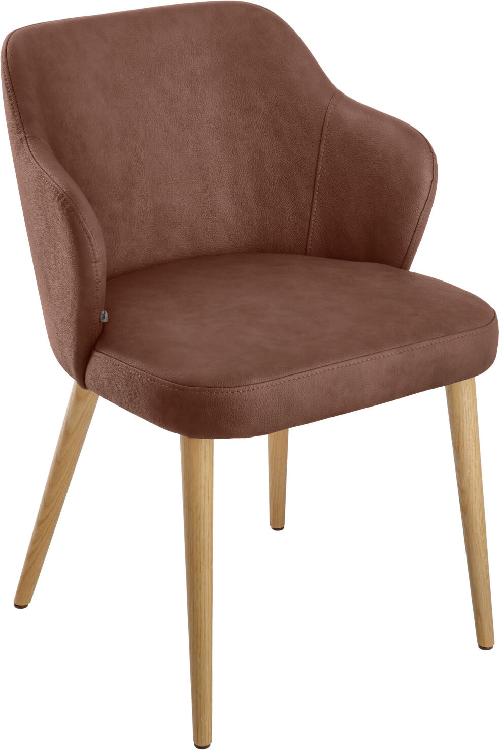 VEGA LUSINI Solutions GmbH Upholstered chair Katya imitation leather Polsterstuhl Katya Kunstleder Upholstered chair Katya imitation leather; 55x58x81 cm (WxDxH); seat brown, base brown Polsterstuhl Katya Kunstleder; 55x58x81 cm (BxTxH); Sitz braun, Gestell braun High-quality and stylish upholstered chair made of imitation leather with a solid oak frame. The generous upholstery ensures comfortable seating. Fire-retardant cover. Suitable for indoor use only. Supplied assembled, incl. plastic glides. Hochwertiger und schicker Polsterstuhl aus Kunstleder mit massiven Eichengestell. Die großzügige Polsterung sorgt für einen bequemen Sitzkomfort. Feuerhemmender Bezug. Nur für den Innenbereich geeignet. Lieferung erfolgt montiert, inkl. Kunststoffgleiter.