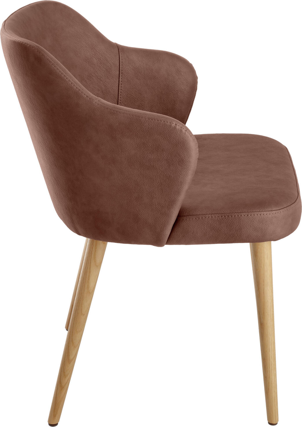 VEGA Katya Upholstered Chair, Brown Imitation Leather, Solid Oak Frame, Fire-Retardant Cover, Armrests, 55x58x81 cm