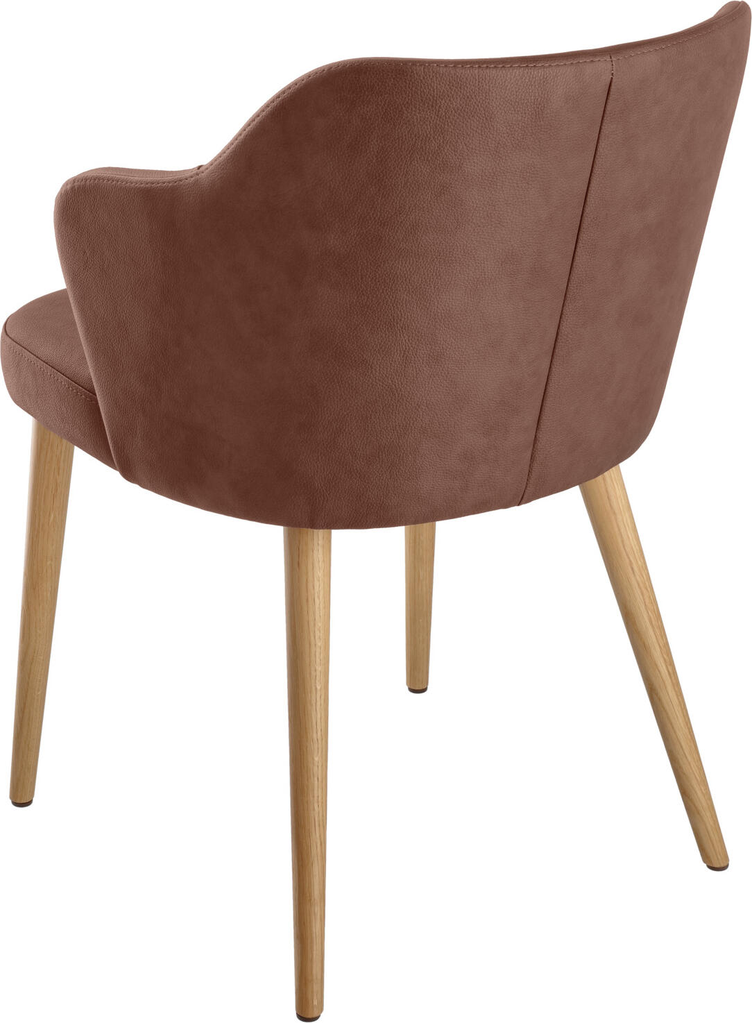 VEGA Katya Upholstered Chair, Brown Imitation Leather, Solid Oak Frame, Fire-Retardant Cover, Armrests, 55x58x81 cm
