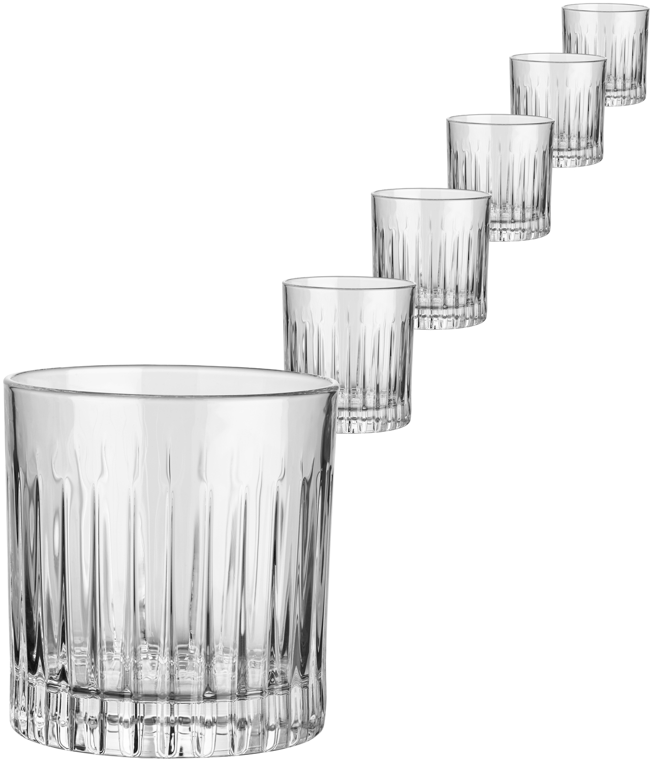 RCR Timeless Universal Drinking Glass, 360ml Crystal Glass with Vertical Relief Grooved Pattern, Transparent, Dishwasher Safe