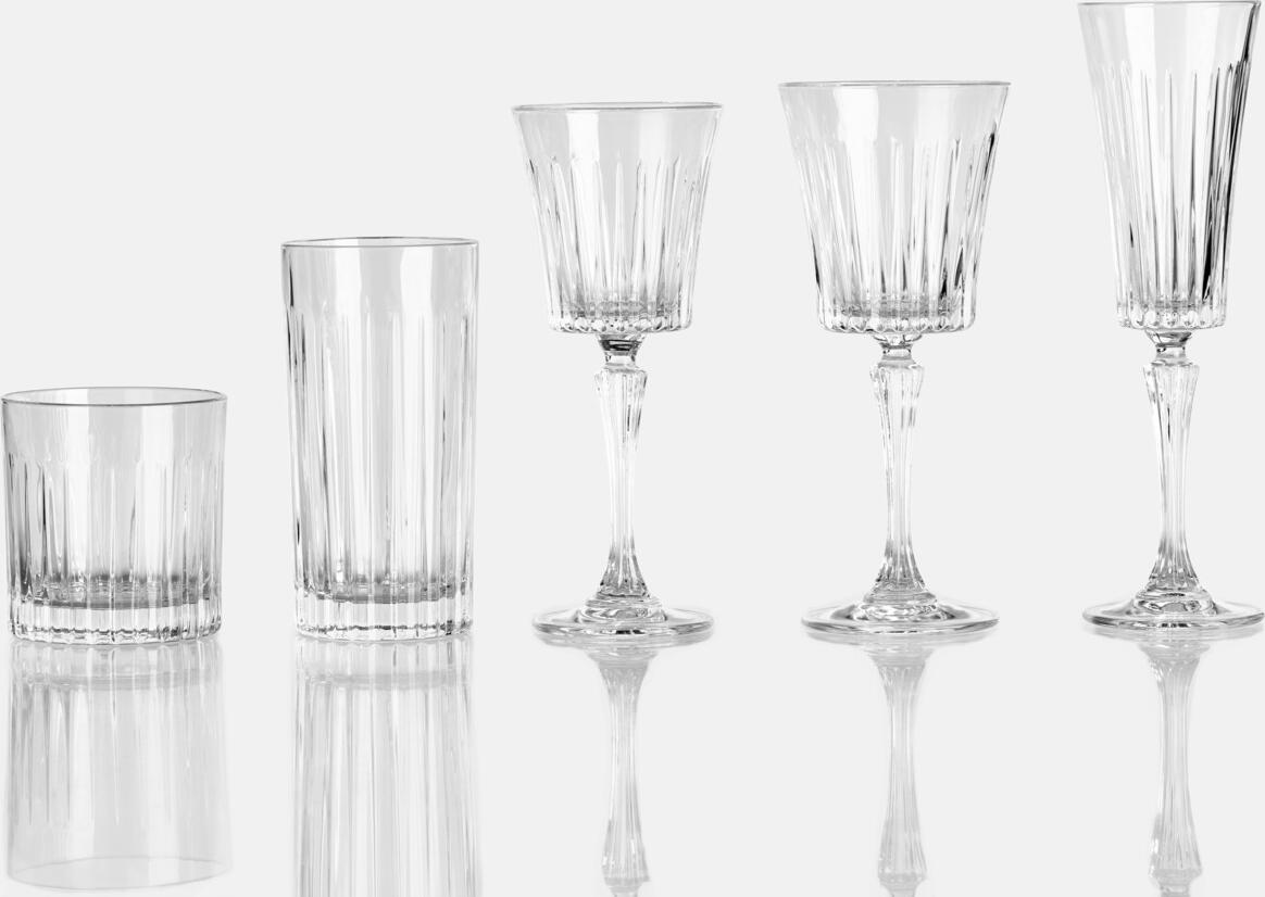 RCR Timeless Universal Drinking Glass, 360ml Crystal Glass with Vertical Relief Grooved Pattern, Transparent, Dishwasher Safe