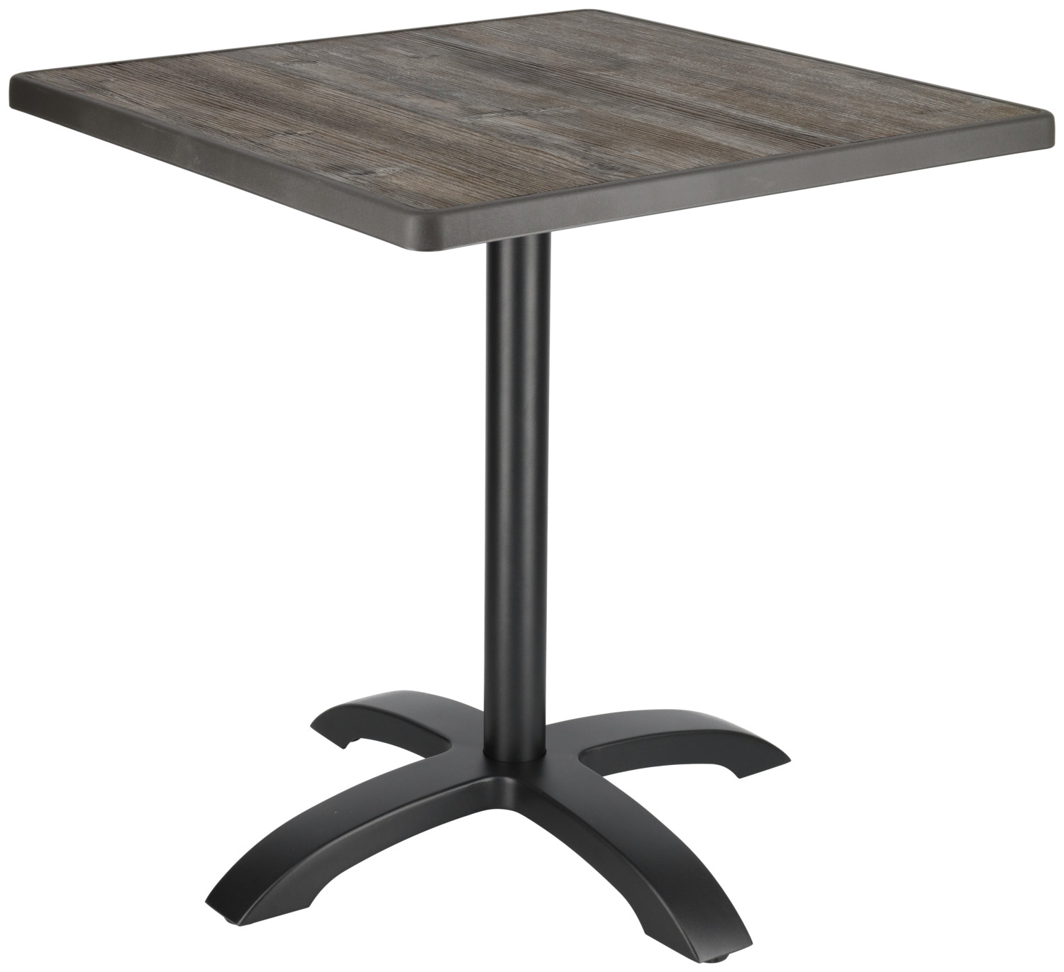 PULSIVA LUSINI Solutions GmbH Outdoor table Sevelit square Outdoor-Tisch Sevelit quadratisch Outdoor table Sevelit square; 70x70x73.6 cm (LxWxH); Table top pine rustic, base black; round Outdoor-Tisch Sevelit quadratisch; 70x70x73.6 cm (LxBxH); Platte pinie rustikal, Gestell schwarz; rund The hard-wearing Sevelit dining table consists of the durable Sevelit table top (1.6 cm thick) with fully sealed plastic protective edge (2.7 - 3 cm) and the sturdy, powder-coated Piece aluminum frame (Ø 6 cm, material thickness 1.2 mm) ensures high stability. Suitable for outdoor use. Simple assembly is quick and easy with the fixing material supplied. Der widerstandsfähige Esstisch Sevelit besteht aus der langlebigen Sevelit-Tischplatte  (1,6 cm stark) mit vollversiegelter Kunststoffschutzkante (2,7–3 cm) und das stabile, pulverbeschichtete Aluminiumgestell Piece (Ø 6 cm, Materialstärke 1,2 mm) sorgt für hohe Stabilität. Für den Außenbereich geeignet. Die einfache Montage erfolgt schnell und unkompliziert mit dem mitgelieferten Befestigungsmaterial.