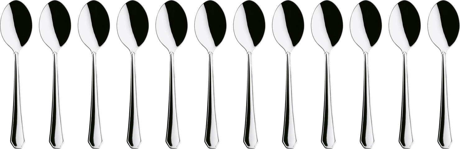 Pulsiva Tunis Basic Coffee Spoon, 18/0 Chrome-Stainless Steel, Mirror Polished, Rustproof, Nickel-Free, 14.2 cm, Silver