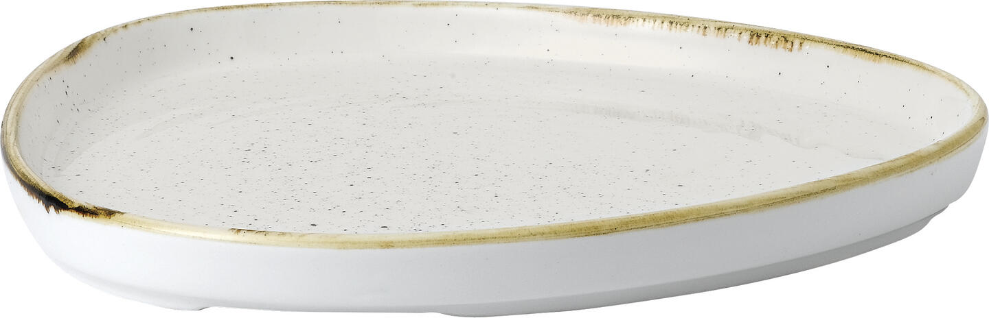 Churchill Stonecast Barley White Triangular Plate, 20x2 cm Hand-Painted Rustic Ceramic Professional Catering Plate