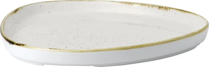 Churchill Stonecast Barley White Triangular Plate, 20x2 cm Hand-Painted Rustic Ceramic Professional Catering Plate