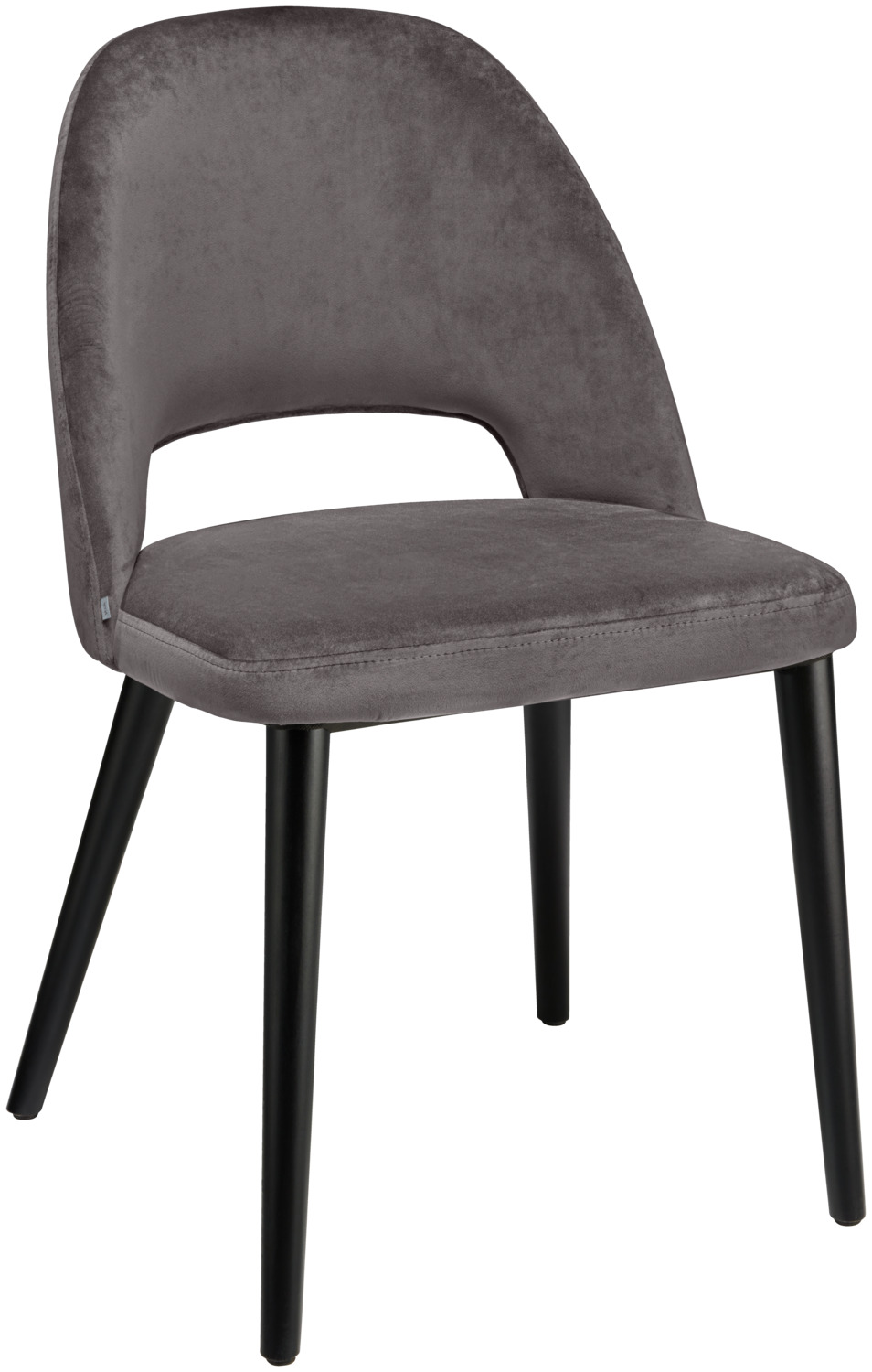 VEGA LUSINI Solutions GmbH Chair Tonda Polsterstuhl Tonda Chair Tonda; 51x64x78 cm (WxDxH); seat grey, base black Polsterstuhl Tonda; 51x64x78 cm (BxTxH); Sitz grau, Gestell schwarz Elegant upholstered chair made of velvet cover (100% polyester) and black lacquered beech legs. Fire retardant cover. Recess on the backrest. Suitable for indoor use only. Plastic glides included. Supplied assembled. Matching bar chair can be ordered at the same time. Eleganter Polsterstuhl aus Samtbezug (100 % Polyester) und schwarz lackierten Buchenbeinen. Feuerhemmender Bezug. Aussparung an der Rückenlehne. Nur für den Innenbereich geeignet. Inklusive Kunststoffgleiter. Lieferung erfolgt montiert. Passenden Barstuhl gleich mitbestellen.