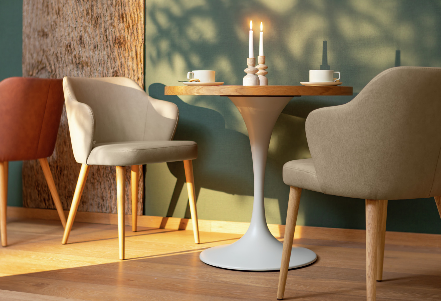 VEGA Katya Upholstered Chair, Solid Oak Frame, Fire-Retardant Imitation Leather, 55x58x81 cm, 100,000 Martindale Abrasion Resistance