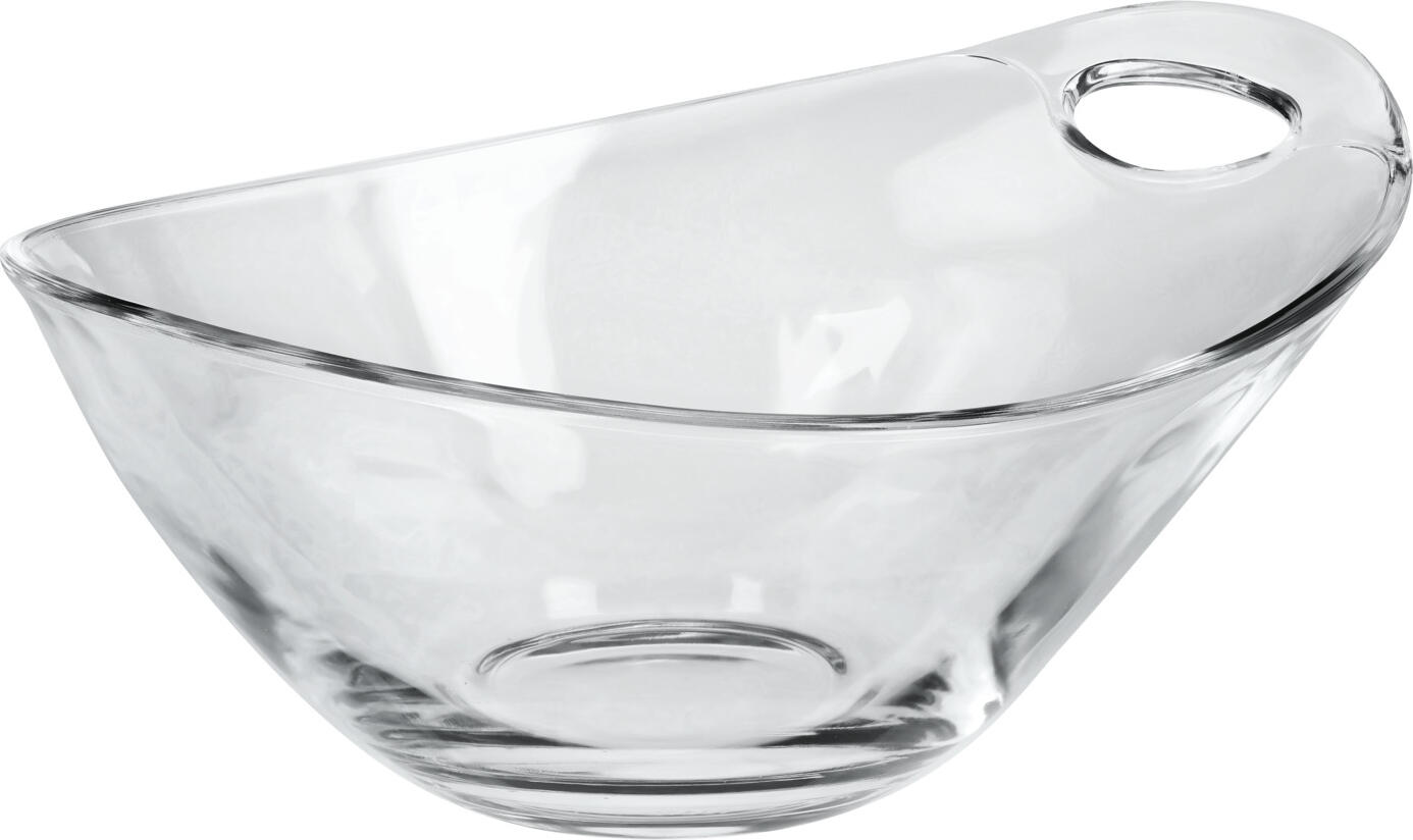 Borgonovo VETRERIA DI BORGONOVO S.P.A. Glass bowl Pratica Glasschale Pratica Glass bowl Pratica; 870 ml, 21.5x17.6x9.7 cm (LxWxH); transparent; 6 piece / pack Glasschale Pratica; 870 ml, 21.5x17.6x9.7 cm (LxBxH); transparent; 6 Stück / Pack Glass bowls with handle for easy serving. Diameter 29.2 x 22.1 cm with two handles. Dishwasher safe and stackable. Glasschalen mit Henkel zum einfachen servieren. Durchmesser 29,2 x 22,1 cm. Spülmaschinenfest und stapelbar.