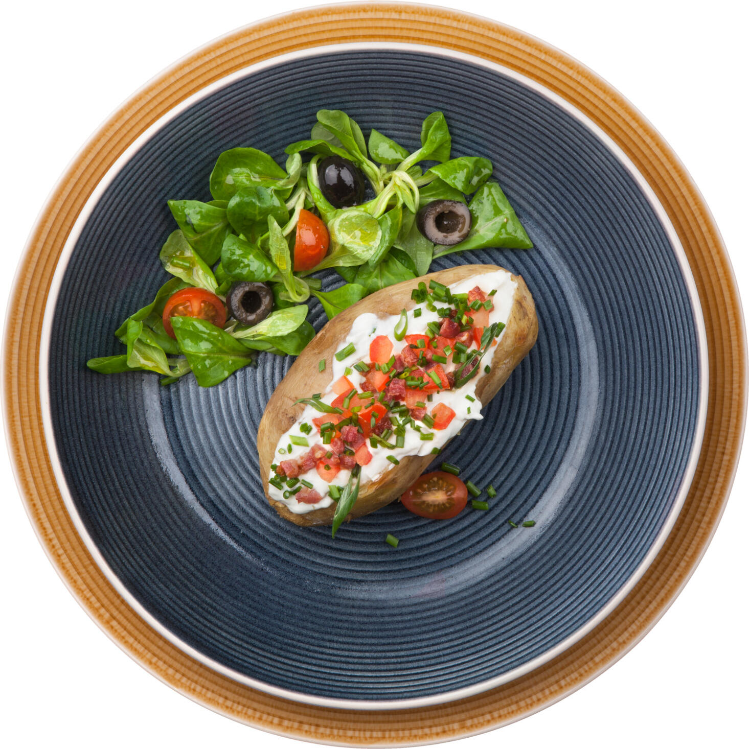PULSIVA Spirit Round Plate, 24 cm, 4 Pieces, Colored Stoneware with Spiral Structure, Dishwasher and Microwave Safe