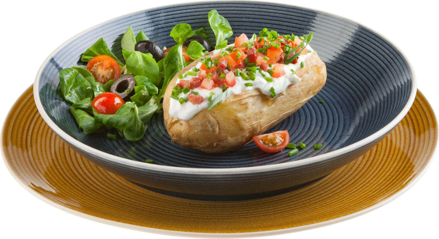 PULSIVA Spirit Round Plate, 24 cm, 4 Pieces, Colored Stoneware with Spiral Structure, Dishwasher and Microwave Safe