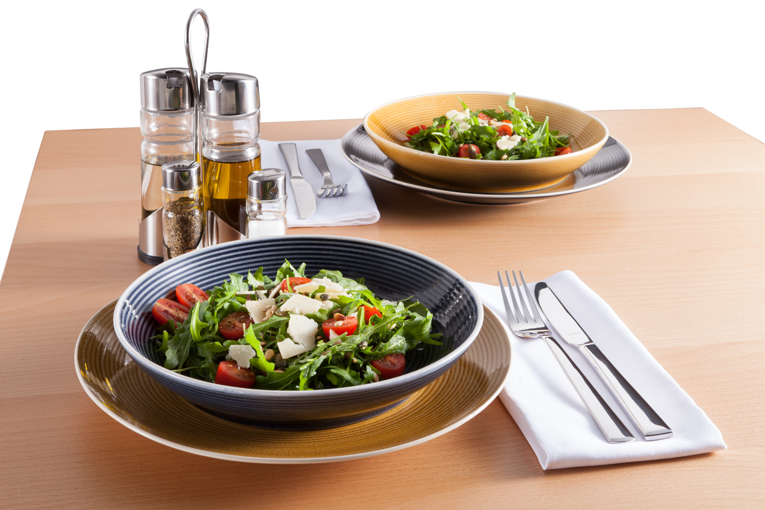 PULSIVA Spirit Round Plate, 24 cm, 4 Pieces, Colored Stoneware with Spiral Structure, Dishwasher and Microwave Safe