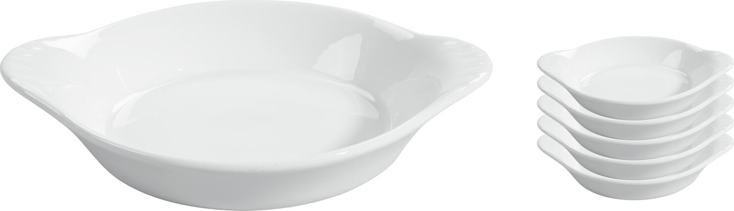 VEGA Lapoela Porcelain Egg Pan, 200ml White Serving Dish, Microwave and Dishwasher Safe, Heat Resistant up to 300°C