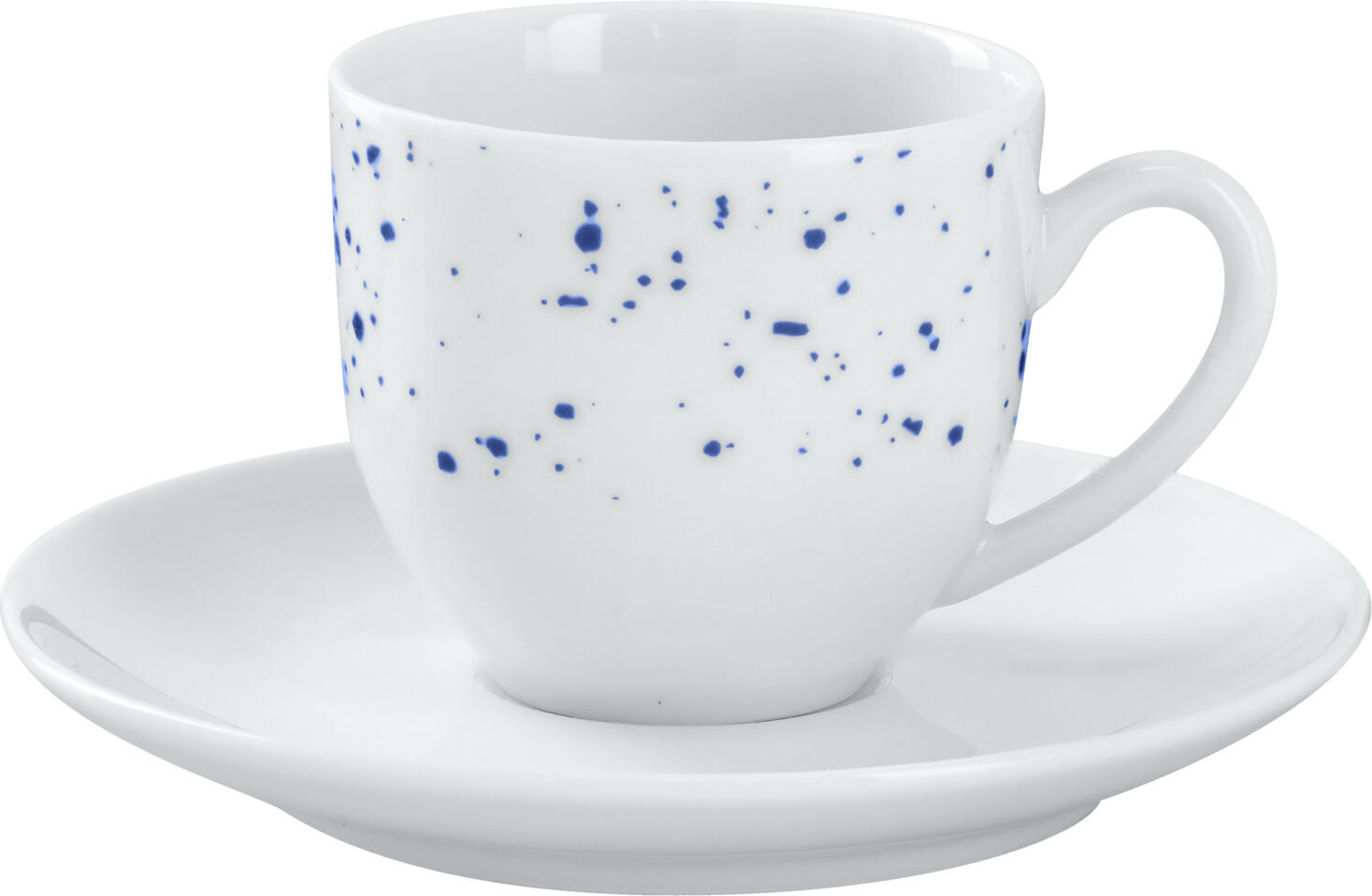 LUSINI Mixor Espresso Cup, 100ml White/Blue Porcelain Coffee Cup, Round 6.2cm Diameter, Dishwasher and Microwave Safe