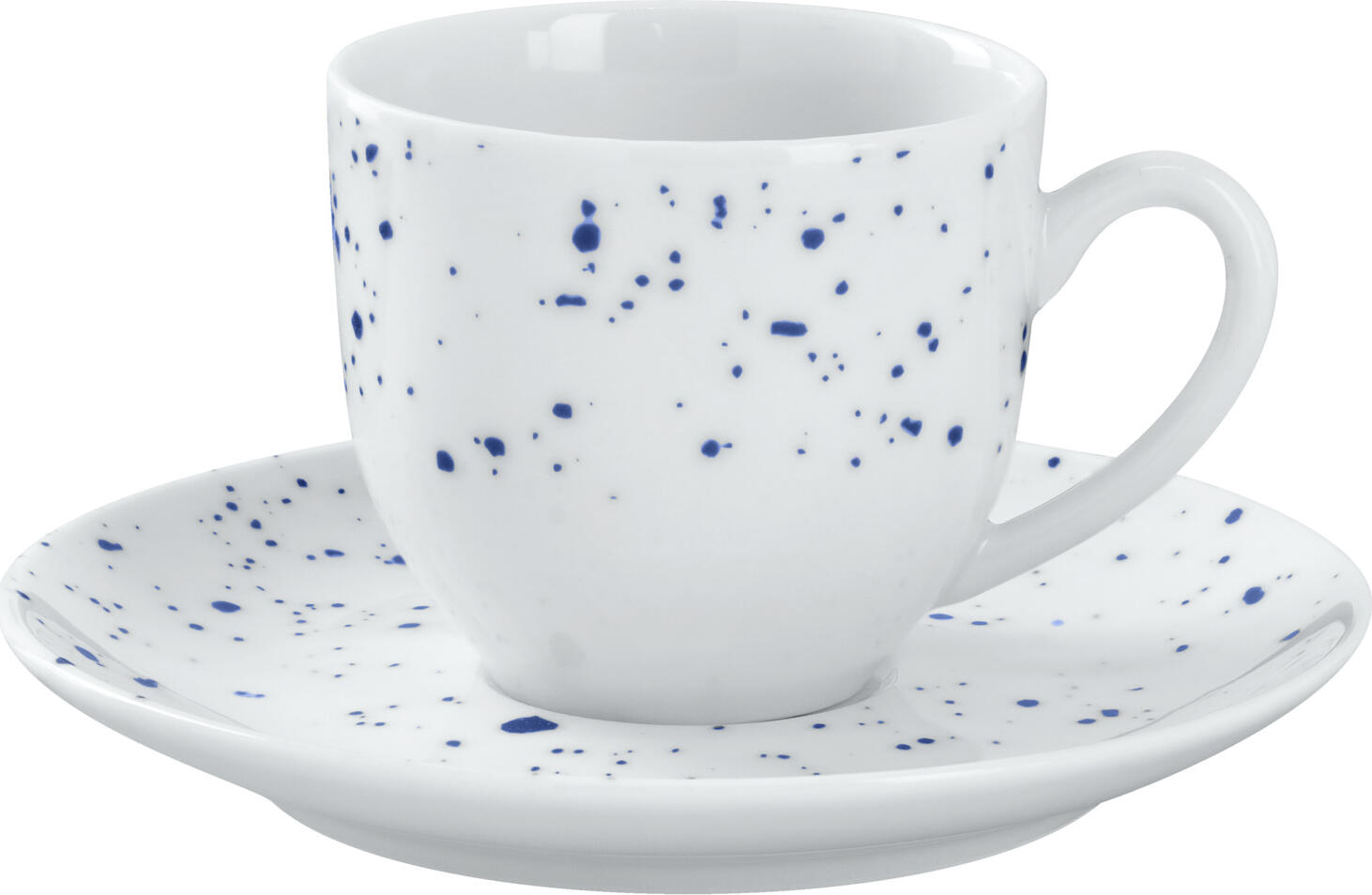 LUSINI Mixor Espresso Cup, 100ml White/Blue Porcelain Coffee Cup, Round 6.2cm Diameter, Dishwasher and Microwave Safe