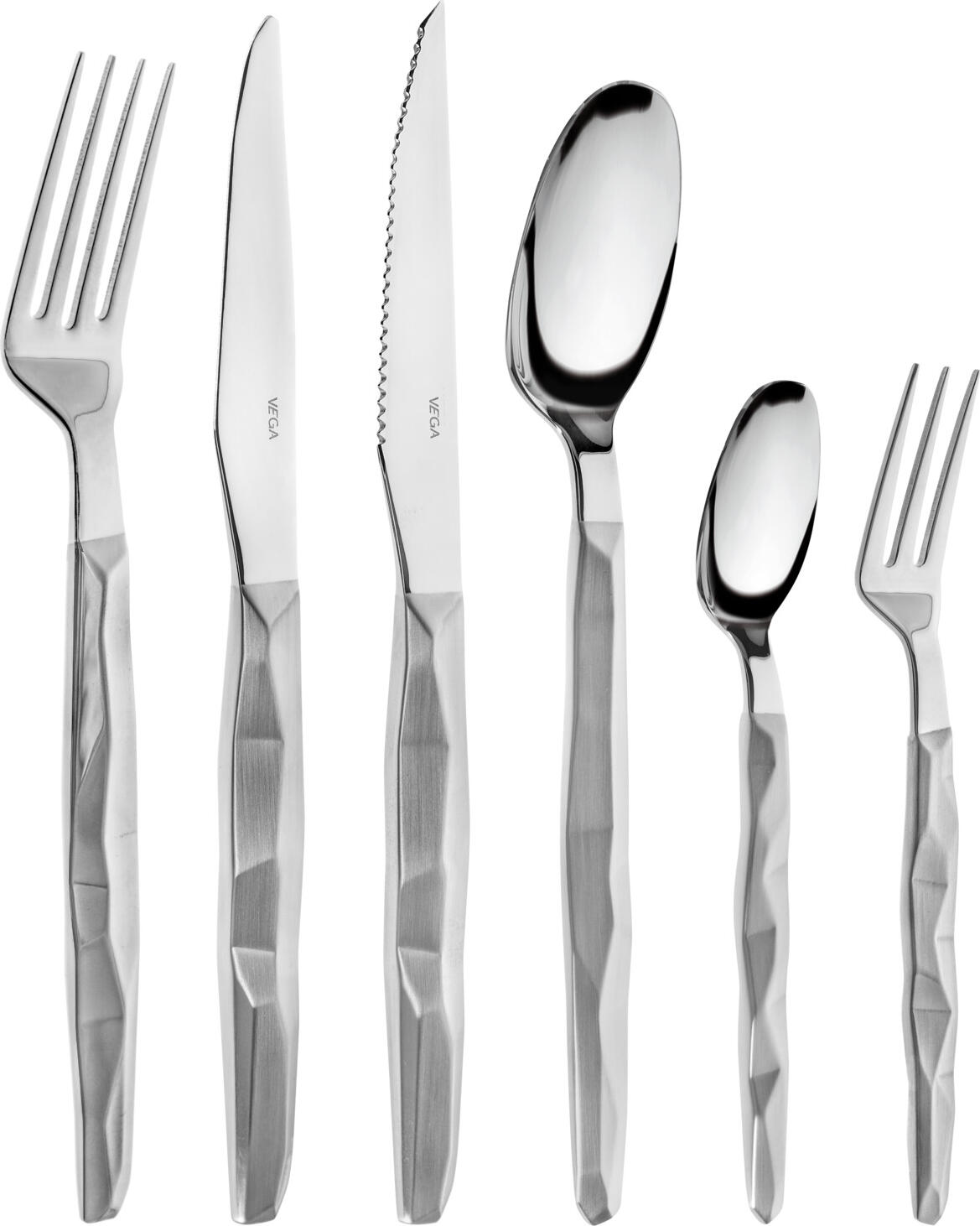 VEGA Diamante Pizza and Steak Knife, 23.3 cm, Chrome Stainless Steel 13/0, Rust-free, Silver Matted Handle, Dishwasher Safe, Gastronomy Grade