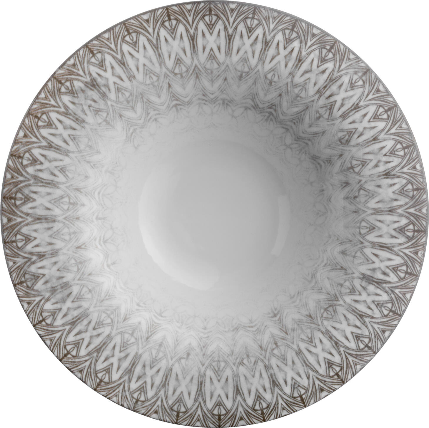 VEGA Kalaya Porcelain Pasta Plate, Round Digital Print Design, Taupe, 30 cm Diameter, 600 ml Capacity, Dishwasher and Microwave Safe