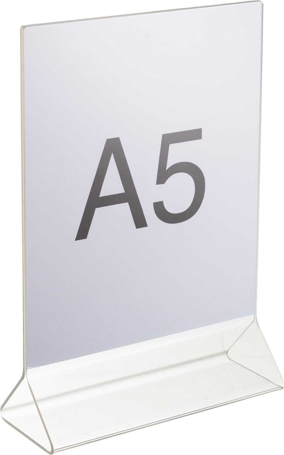 Stand de prezentare de masa PULSIVA Fera din acrilic, Format DIN A5 15 x 21.5 cm, Transparent, Protectie pe ambele parti, Sigur pentru alimente