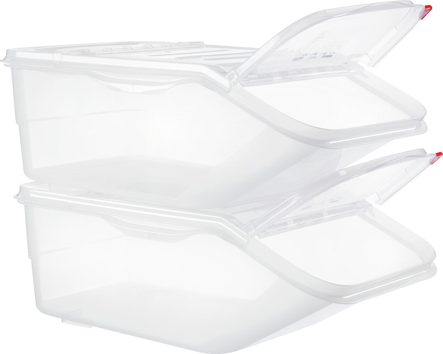 Containor Universal Araven FIFO GN 2/3, 16L Transparent pentru Alimente, Conform HACCP cu Clipuri Colorate, Stivuibil, 20x34x41.5cm