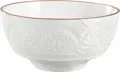 Bol PULSIVA Indie, Porțelan Colorat Alb cu Aspect de Ceramică, 580 ml, Diametru 15 cm, Model Relievat Unic, Compatibil cu Mașina de Spălat Vase și Cuptorul cu Microunde
