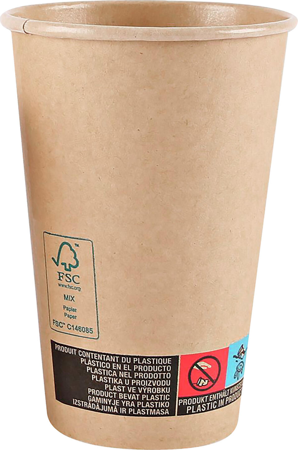 Pahar de bautura NATUREStar Kraft Bio, 300 ml, Hartie Kraft Maro cu Strat PE, Certificare FSC Mix, Pahar de Cafea Sustenabil si Sigur pentru Alimente