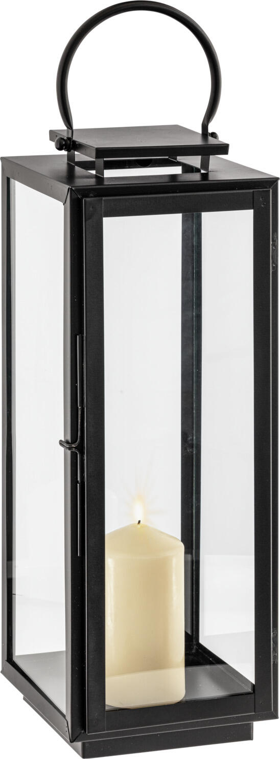 VEGA LUSINI Solutions GmbH Lantern Saira Laterne Saira Lantern Saira; 18x18x50 cm (LxWxH); black Laterne Saira; 18x18x50 cm (LxBxH); schwarz Elegant lantern made of powder-coated metal and glass in clean look. For indoor and outdoor use. Elegante Laterne aus pulverbeschichtetem Metall und Glas in cleaner Optik. Für den Innen- und Außenbereich.