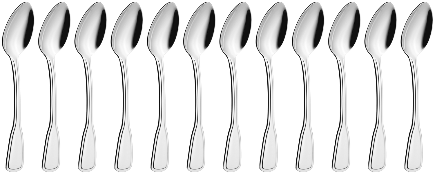 VEGA Spaten Coffee Spoon, 18/10 Chrome-Nickel Stainless Steel, Mirror Polished, Silver, 13.5 cm, 2.5 mm Thickness, Dishwasher Safe