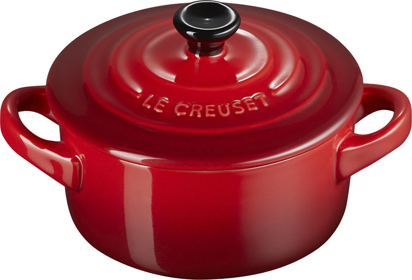 Le Creuset Mini Cocotte 10 cm Glazed Stoneware Mini Casserole Dish with Lid, 0.25L Capacity, Oven and Microwave Safe, Dark Red