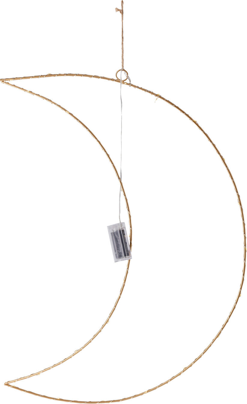 unknown LUSINI Solutions GmbH LED moon Hayal LED Hänger Mond Hayal LED moon Hayal; 45.5x63 cm (WxH); golden LED Hänger Mond Hayal; 45.5x63 cm (BxH); gold LED moon made of metal with hanger. Battery not included. LED Mond aus Metall mit Aufhänger. Batterie nicht im Lieferumfang enthalten.