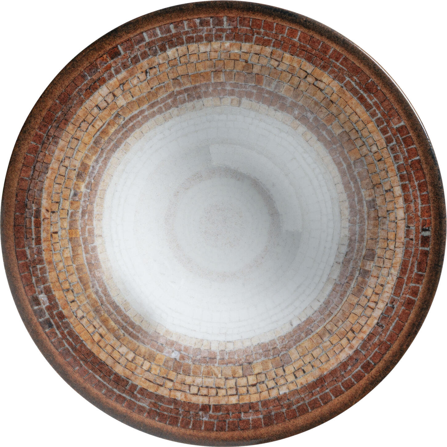 VEGA Terra Mosaic Pasta Plate, 30 cm Porcelain, 600 ml, Mediterranean Mosaic Digital Print, Terracotta Beige Brown, Dishwasher and Microwave Safe