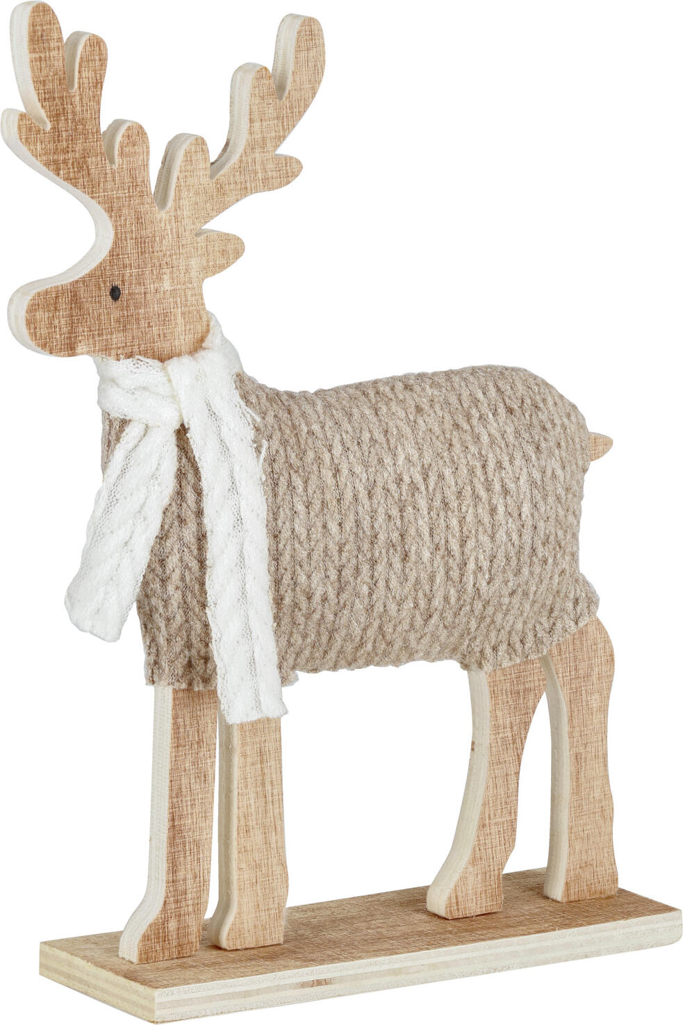 unknown LUSINI Solutions GmbH Deer decoration Agresa Hirsch Agresa Deer decoration Agresa; 18x5x22.5 cm (LxWxH); beige/white/natural Hirsch Agresa; 18x5x22.5 cm (LxBxH); beige/weiß/natur Decoration made of wood and textile in a knitted look. Aufsteller aus Holz und Textil in Strickoptik.