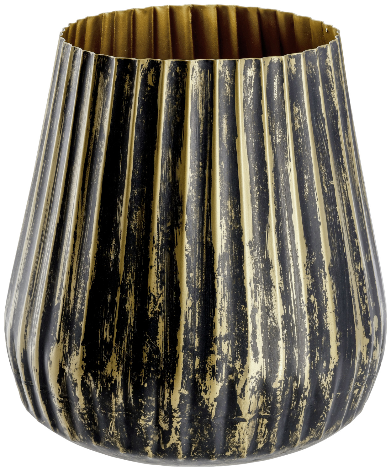unknown LUSINI Solutions GmbH Planter Enija large Übertopf Enija groß Planter Enija large; 22x35 cm (ØxH); black/golden Übertopf Enija groß; 22x35 cm (ØxH); schwarz/gold Aluminum vintage planter for indoors. Vintage Übertopf für Indoor, aus Aluminium.