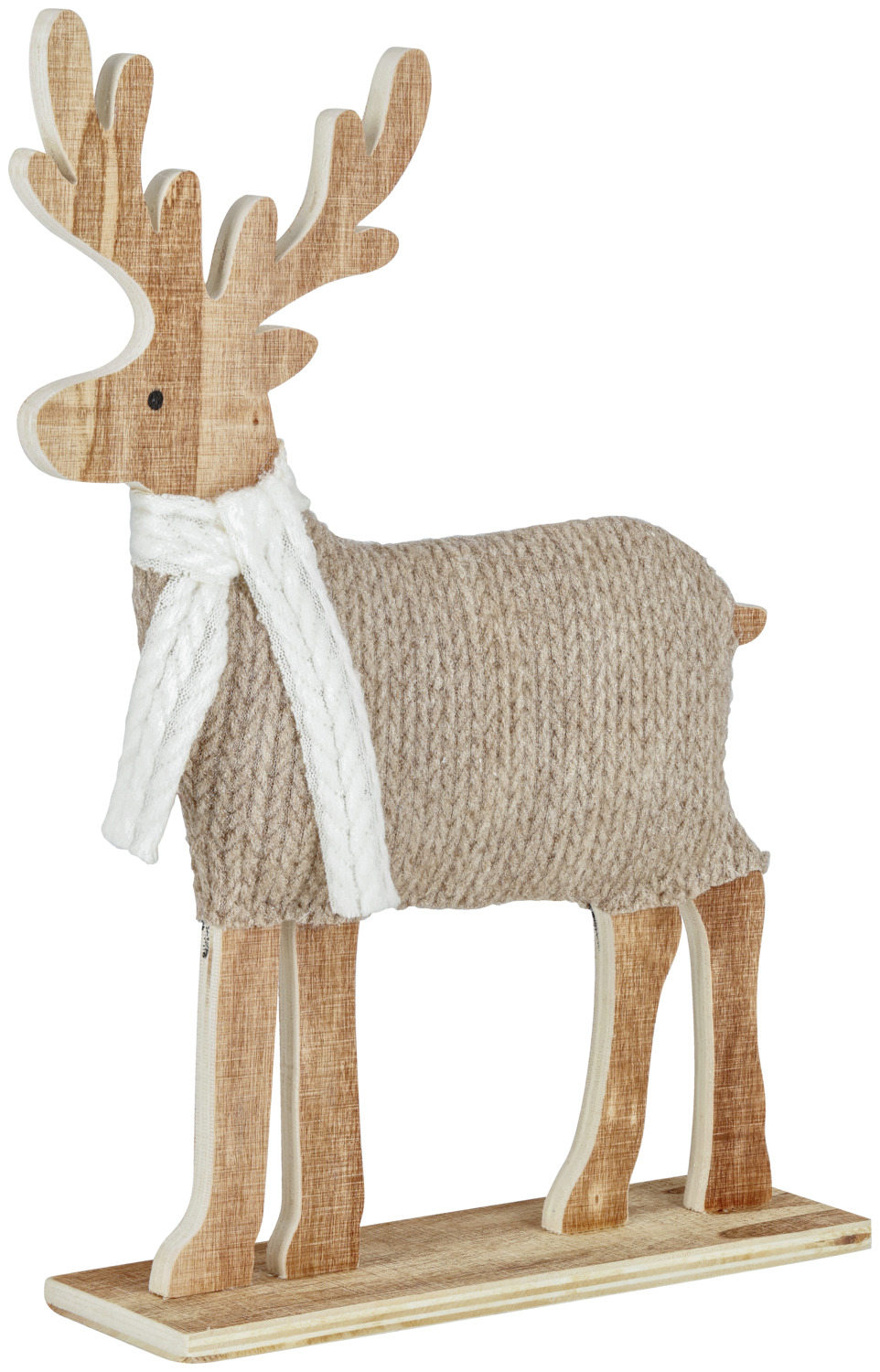 unknown LUSINI Solutions GmbH Deer decoration Agresa Hirsch Agresa Deer decoration Agresa; 26x6x30.5 cm (LxWxH); beige/white/natural Hirsch Agresa; 26x6x30.5 cm (LxBxH); beige/weiß/natur Decoration made of wood and textile in a knitted look. Aufsteller aus Holz und Textil in Strickoptik.
