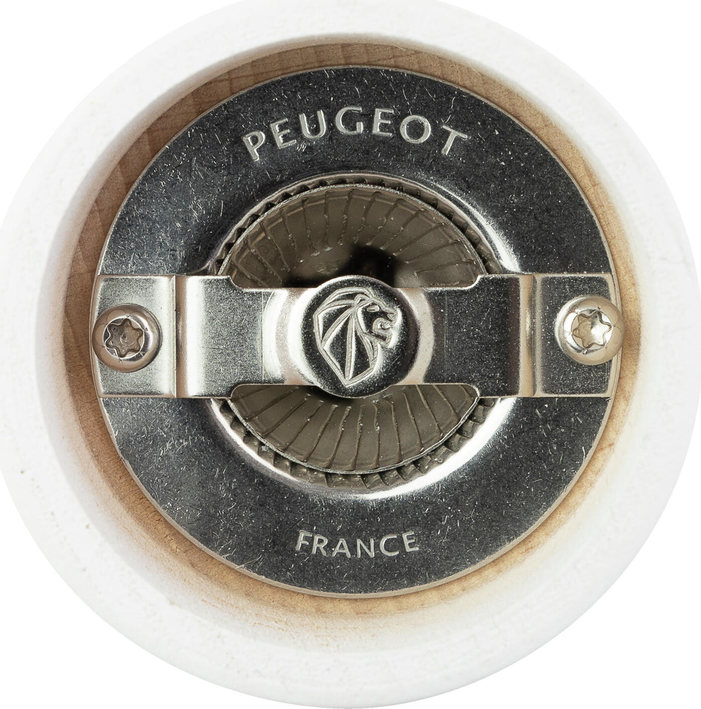 Peugeot Tahiti Mill, 15 cm, White Lacquered Painted Wood, Case-Hardened Steel Mechanism, Made in France, Lifetime Guarantee