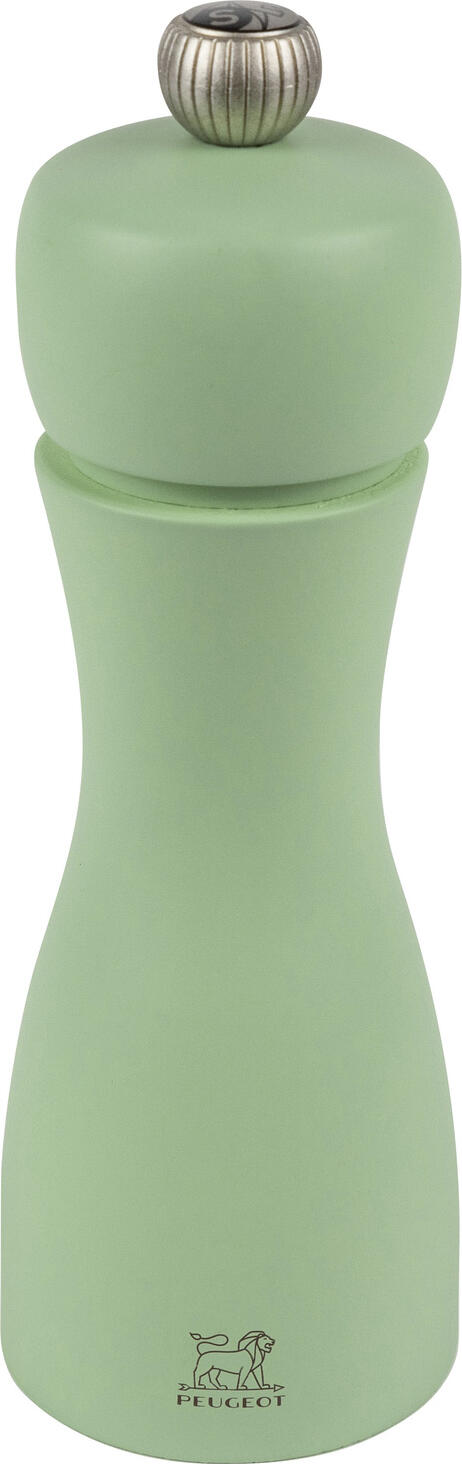 Peugeot Peugeot Saveurs SNC Salt mill Tahiti Salzmühle Tahiti Salt mill Tahiti; 15 cm (H); mintgreen Salzmühle Tahiti; 15 cm (H); mintgrün The Peugeot Tahiti series consists of trendy colors to combine, available as a pepper or salt mill. The mills shine in the colors of the elements fire, earth, water and air. The different but complementary colors ensure that the pepper and salt mills are easy to distinguish but still harmonize wonderfully. Combine the colors to match your color scheme. Naturally, the mills are equipped with the tried-and-tested original Peugeot grinder. Die Peugeot Tahiti-Serie besteht aus trendigen Farben zum Kombinieren, erhältlich als Pfeffer- oder Salzmühle. Die Mühlen erstrahlen in den Farben der Elemente Feuer, Erde, Wasser, Luft. Die unterschiedlichen aber komplementären Farben, sorgen dafür, dass Pfeffer- & Salzmühle leicht zu unterscheiden sind, aber trotzdem wunderbar harmonieren. Kombinieren Sie die Farben passend zu Ihrem Farbkonzept! Natürlich sind die Mühlen mit dem bewährten Original-Peugeot-Mahlwerk ausgestattet.