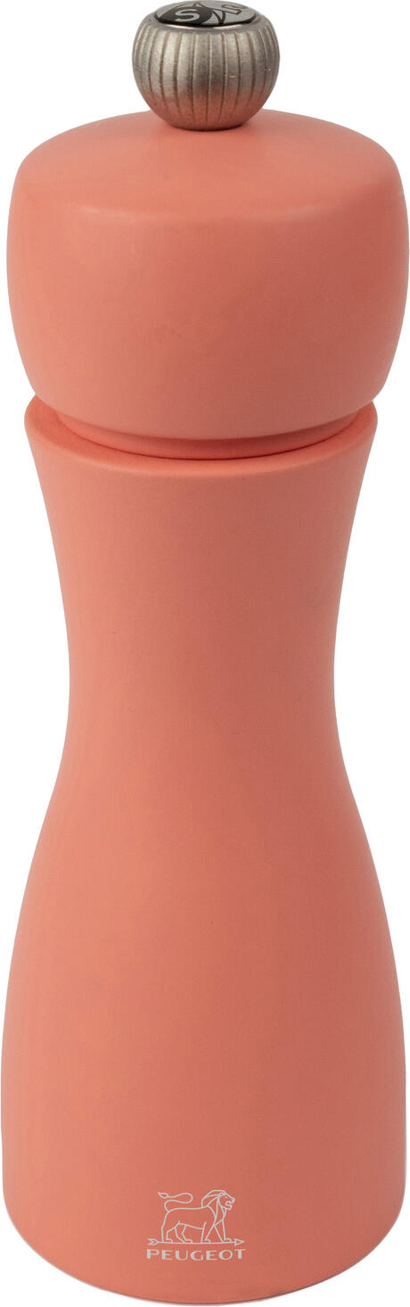 Peugeot Peugeot Saveurs SNC Salt mill Tahiti Salzmühle Tahiti Salt mill Tahiti; 15 cm (H); apricot; 6 piece / pack Salzmühle Tahiti; 15 cm (H); apricot; 6 Stück / Pack The Peugeot Tahiti series consists of trendy colors to combine, available as a pepper or salt mill. The mills shine in the colors of the elements fire, earth, water and air. The different but complementary colors ensure that the pepper and salt mills are easy to distinguish but still harmonize wonderfully. Combine the colors to match your color scheme. Naturally, the mills are equipped with the tried-and-tested original Peugeot grinder. Die Peugeot Tahiti-Serie besteht aus trendigen Farben zum Kombinieren, erhältlich als Pfeffer- oder Salzmühle. Die Mühlen erstrahlen in den Farben der Elemente Feuer, Erde, Wasser, Luft. Die unterschiedlichen aber komplementären Farben, sorgen dafür, dass Pfeffer- & Salzmühle leicht zu unterscheiden sind, aber trotzdem wunderbar harmonieren. Kombinieren Sie die Farben passend zu Ihrem Farbkonzept! Natürlich sind die Mühlen mit dem bewährten Original-Peugeot-Mahlwerk ausgestattet.